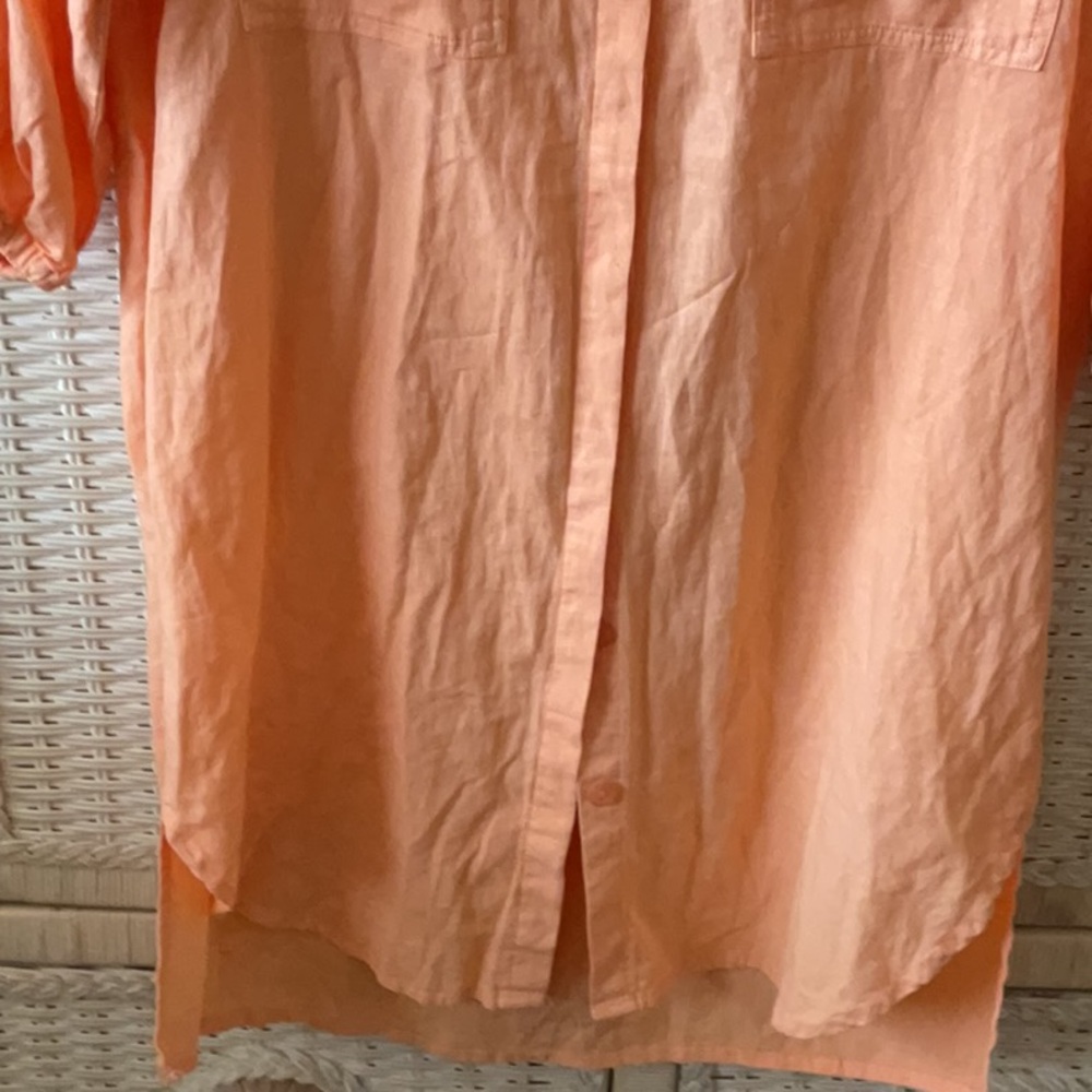 YFB Young Fabulous & Broke Sand Dollar Linen Orange Shirt Dress - Picture 9 of 14